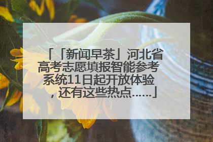 「新闻早茶」河北省高考志愿填报智能参考系统11日起开放体验，还有这些热点……