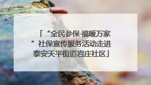 “全民参保·福暖万家”社保宣传服务活动走进泰安天平街道岩庄社区