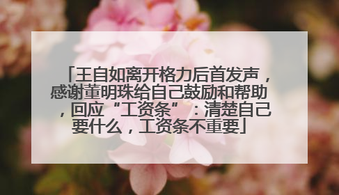 王自如离开格力后首发声，感谢董明珠给自己鼓励和帮助，回应“工资条”：清楚自己要什么，工资条不重要