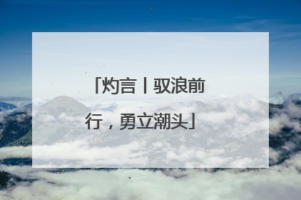 灼言丨驭浪前行，勇立潮头
