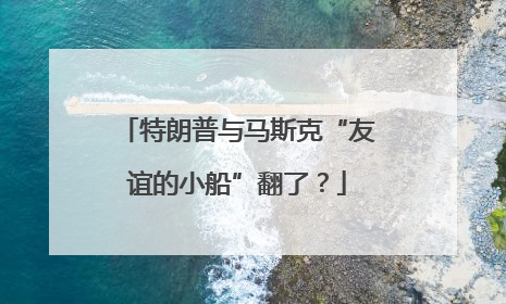 特朗普与马斯克“友谊的小船”翻了？