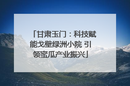 甘肃玉门：科技赋能戈壁绿洲小院 引领蜜瓜产业振兴