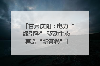 甘肃庆阳：电力“绿引擎” 驱动生态再造“新答卷”
