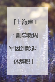 上海建工：副总裁周军因到龄退休辞职