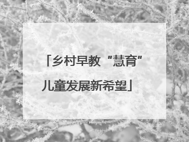 乡村早教“慧育”儿童发展新希望