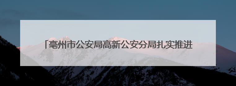 亳州市公安局高新公安分局扎实推进“夏季行动” 聚力守稳平安大局