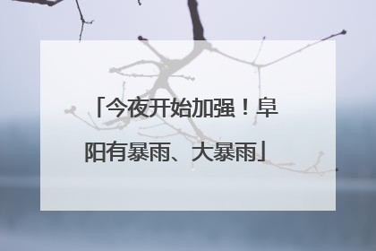 今夜开始加强！阜阳有暴雨、大暴雨