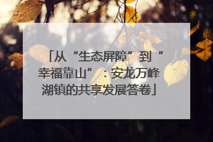 从“生态屏障”到“幸福靠山”：安龙万峰湖镇的共享发展答卷