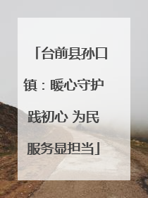 台前县孙口镇：暖心守护践初心 为民服务显担当