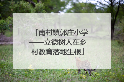 南村镇郭庄小学——立德树人在乡村教育落地生根