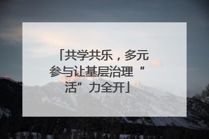 共学共乐，多元参与让基层治理“活”力全开