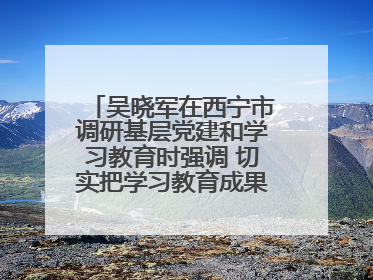 吴晓军在西宁市调研基层党建和学习教育时强调 切实把学习教育成果转化为惠民实效