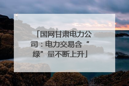 国网甘肃电力公司：电力交易含“绿”量不断上升