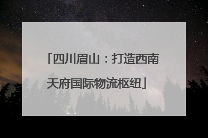 四川眉山：打造西南天府国际物流枢纽