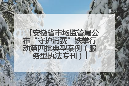 安徽省市场监管局公布“守护消费”铁拳行动第四批典型案例（服务型执法专刊）