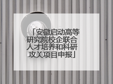 安徽启动高等研究院校企联合人才培养和科研攻关项目申报