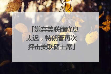 嫌弃美联储降息太迟，特朗普再次抨击美联储主席