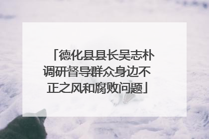 德化县县长吴志朴调研督导群众身边不正之风和腐败问题