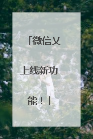 微信又上线新功能！