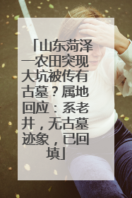 山东菏泽一农田突现大坑被传有古墓？属地回应：系老井，无古墓迹象，已回填