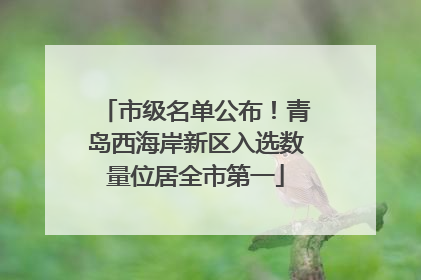 市级名单公布！青岛西海岸新区入选数量位居全市第一