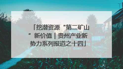 挖潜资源“第二矿山”新价值｜贵州产业新势力系列报道之十四