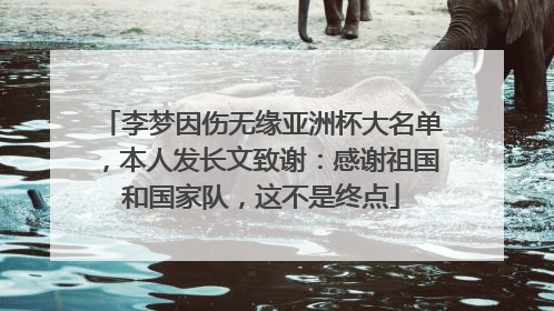 李梦因伤无缘亚洲杯大名单，本人发长文致谢：感谢祖国和国家队，这不是终点