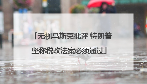 无视马斯克批评 特朗普坚称税改法案必须通过
