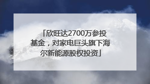 欣旺达2700万参投基金，对家电巨头旗下海尔新能源股权投资