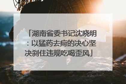 湖南省委书记沈晓明：以猛药去疴的决心坚决刹住违规吃喝歪风