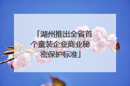 湖州推出全省首个童装企业商业秘密保护标准