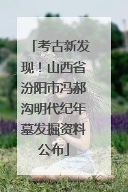 考古新发现！山西省汾阳市冯郝沟明代纪年墓发掘资料公布