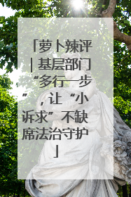 萝卜辣评｜基层部门“多行一步”，让“小诉求”不缺席法治守护