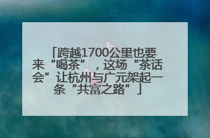 跨越1700公里也要来“喝茶”，这场“茶话会”让杭州与广元架起一条“共富之路”