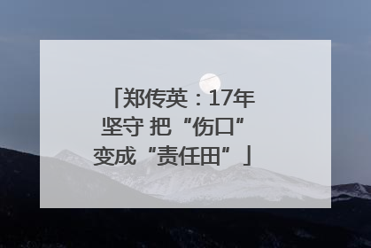 郑传英：17年坚守 把“伤口”变成“责任田”