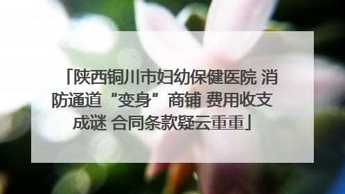 陕西铜川市妇幼保健医院 消防通道“变身”商铺 费用收支成谜 合同条款疑云重重