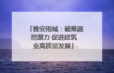 雅安雨城：破难题 挖潜力 促进建筑业高质量发展