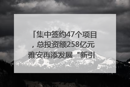 集中签约47个项目，总投资额258亿元 雅安再添发展“新引擎”｜数读西投