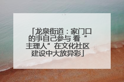 龙泉街道：家门口的事自己参与 看“主理人”在文化社区建设中大放异彩