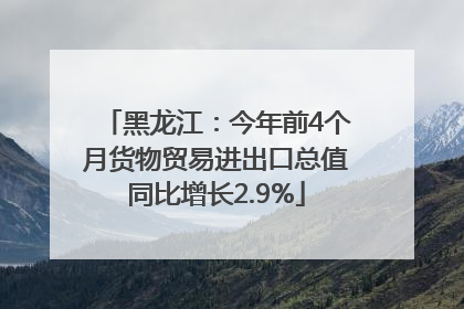 黑龙江：今年前4个月货物贸易进出口总值同比增长2.9%