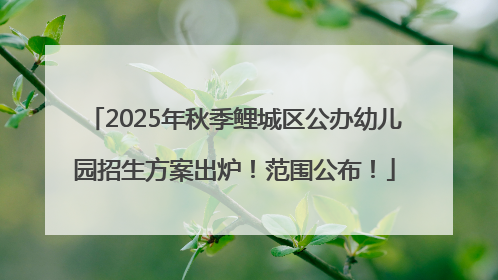 2025年秋季鲤城区公办幼儿园招生方案出炉！范围公布！