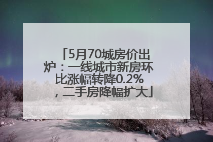 5月70城房价出炉：一线城市新房环比涨幅转降0.2%，二手房降幅扩大